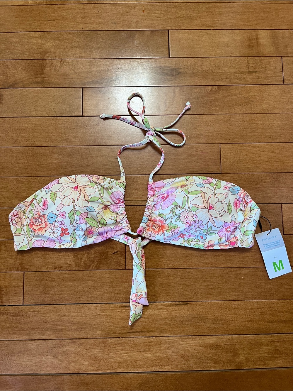 Primark Floral Halter Bikini Top - Pink & Cream